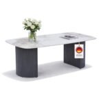 HOOZ Couchtisch Keramik Travertin-Optik 130×70 cm Schwarz
