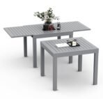Devoko Ausziehbarer Aluminium-Gartentisch 80–160 cm Silbergrau
