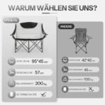 LARMNEE Campingsofa Faltbar 2 Personen bis 200 kg Grau – Bild 7