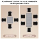 Devoko Ausziehbarer Aluminium-Gartentisch 80–160 cm Silbergrau – Bild 4