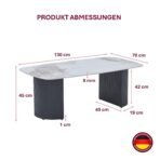 HOOZ Couchtisch Keramik Travertin-Optik 130×70 cm Schwarz – Bild 2