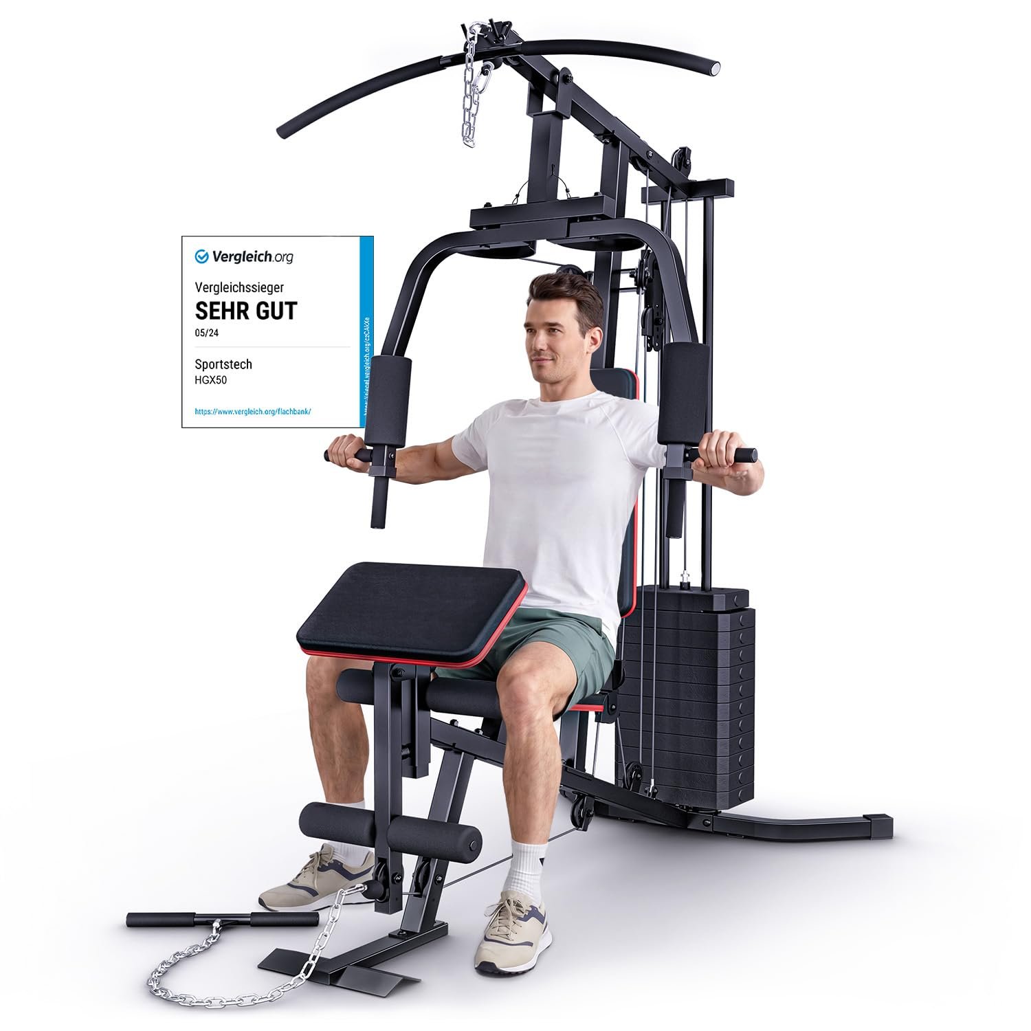 61fbEw-3hxL Sportstech HGX50 Kraftstation Home Gym – 60 kg – Bild 1
