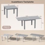 Devoko Ausziehbarer Aluminium-Gartentisch 80–160 cm Silbergrau – Bild 5