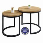 Lumarc Modena Couchtisch 2er Set – Massivholz Eiche & Stahl