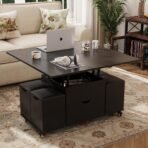 VOWNER Couchtisch Höhenverstellbar 3-in-1 mit 4 Hockern