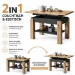 All4All Couchtisch Astra 110x68 cm – Höhenverstellbar | Artisan Eiche – Bild 3