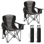HIGH POINT SPORTS Campingstuhl 2er Set XXL 200 kg – Schwarz