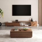 Homary Couchtisch Nussbaum 120 cm – 4 Schubladen Mid-Century – Bild 9