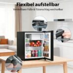 Techomey Minikühlschrank 46L – Leise 39dB, Schwarz, Umkehrbare Tür – Bild 6
