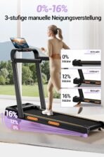 LONTEK Laufband Klappbar 10 km/h 16% Steigung 3.0 CV Schwarz – Bild 2