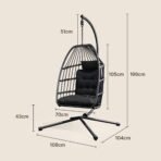 Xbro Hängesessel mit Gestell Polyrattan 360° Drehbar Schwarz – Bild 3