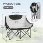LARMNEE Campingsofa Faltbar 2 Personen bis 200 kg Grau – Bild 3
