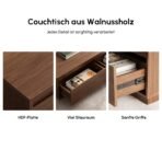 Homary Couchtisch Nussbaum 120 cm – 4 Schubladen Mid-Century – Bild 4