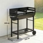 Outsunny Holzkohlegrill mit 2 Grillzonen & Grillwagen – Schwarz – Bild 7