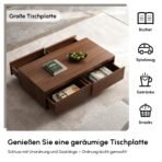 Homary Couchtisch Nussbaum 120 cm – 4 Schubladen Mid-Century – Bild 5