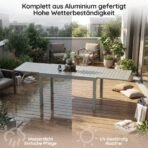 Devoko Ausziehbarer Aluminium-Gartentisch 80–160 cm Silbergrau – Bild 6