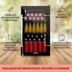 Klarstein Getränkekühlschrank 80 L Glastür Schwarz leise – Bild 5