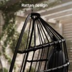 Xbro Hängesessel mit Gestell Polyrattan 360° Drehbar Schwarz – Bild 6