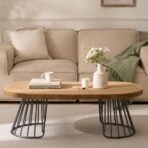 Cagnolier Couchtisch Holz Jahresrad Ø120×60 cm Metallbeine