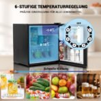 Techomey Minikühlschrank 46L – Leise 39dB, Schwarz, Umkehrbare Tür – Bild 2