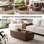 Homary Couchtisch Nussbaum 120 cm – 4 Schubladen Mid-Century – Bild 8