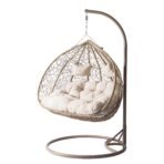 Mirjan24 Torn Hängesessel 2-Sitzer Polyrattan mit Gestell – Beige – Bild 2