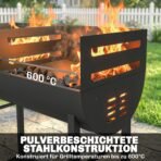 Outsunny Holzkohlegrill mit 2 Grillzonen & Grillwagen – Schwarz – Bild 8