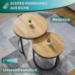Lumarc Modena Couchtisch 2er Set – Massivholz Eiche & Stahl – Bild 4