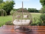Mirjan24 Torn Hängesessel 2-Sitzer Polyrattan mit Gestell – Beige – Bild 4